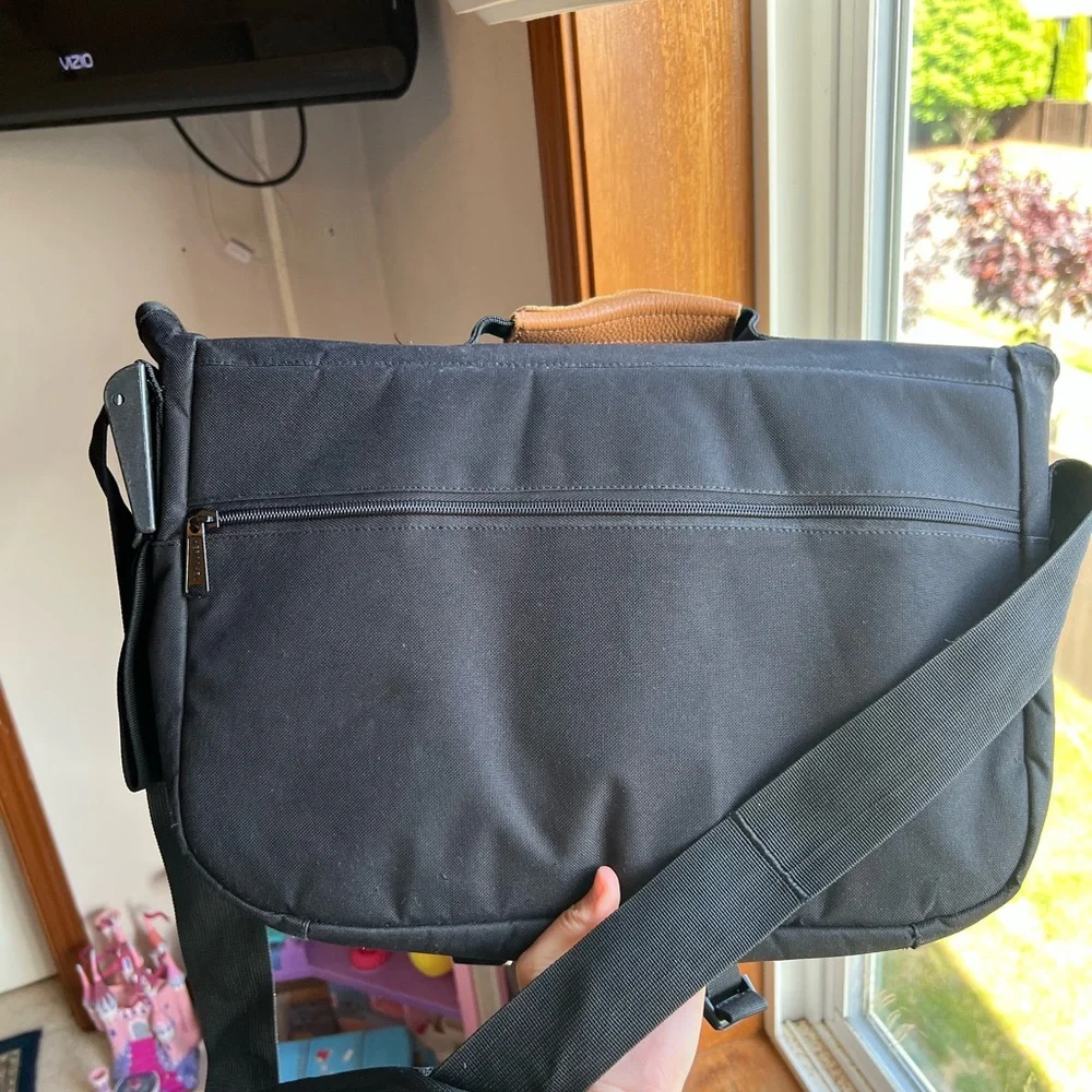 Herschel Supply Company Black Messenger Bag with Tan Handle